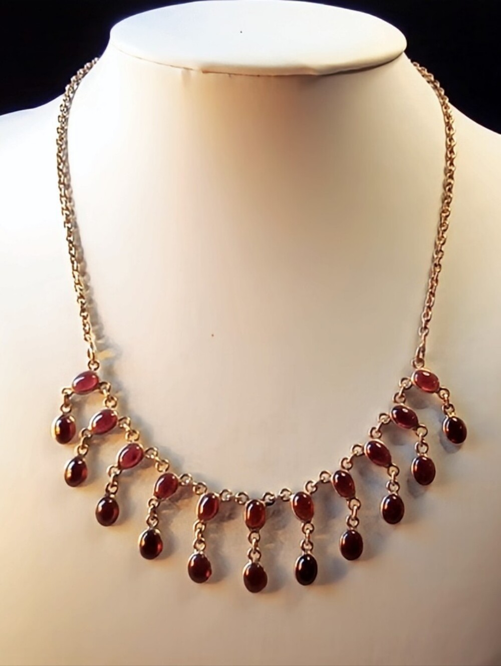 Genuine Red Ruby In Sterling Silver Dainty Bib Necklace